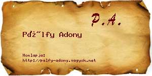Pálfy Adony névjegykártya